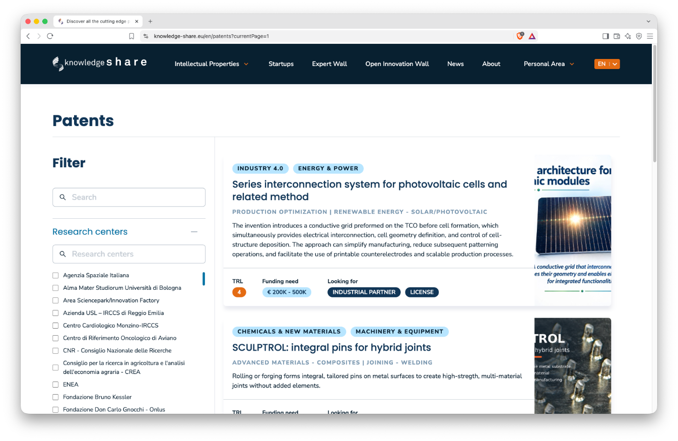 Knowledge Share patents listing